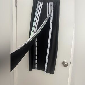 POSTER GIRL Black Maxi Skirt with White Snap Stripes